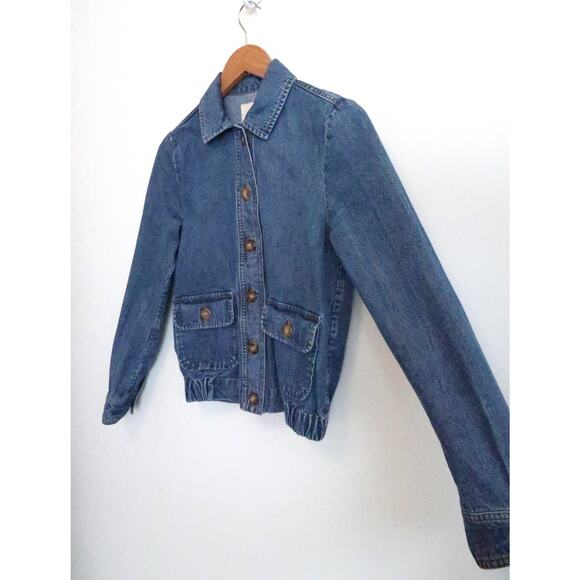 SEZANE Anila Organic Cotton Denim Crop Utility Jacket Anthropologie 34 XS $145 - Picture 5 of 12